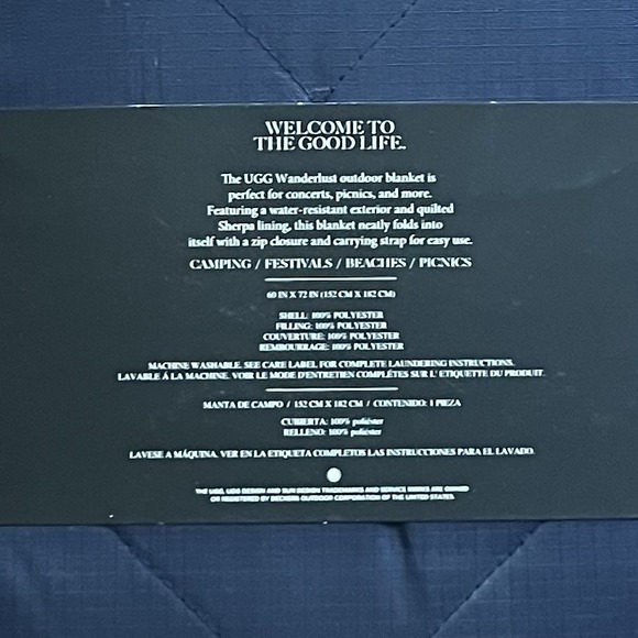 UGG Wanderlust Packable Sherpa Outdoor Travel Blanket 60'' x 72'' Navy Blue NEW! - Picture 4 of 4